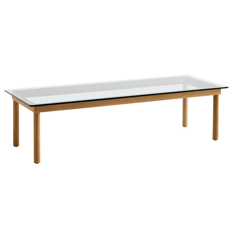Kofi Soffbord 140x50 cm, Vattenbaserad Lackad Ek / Klart Glas