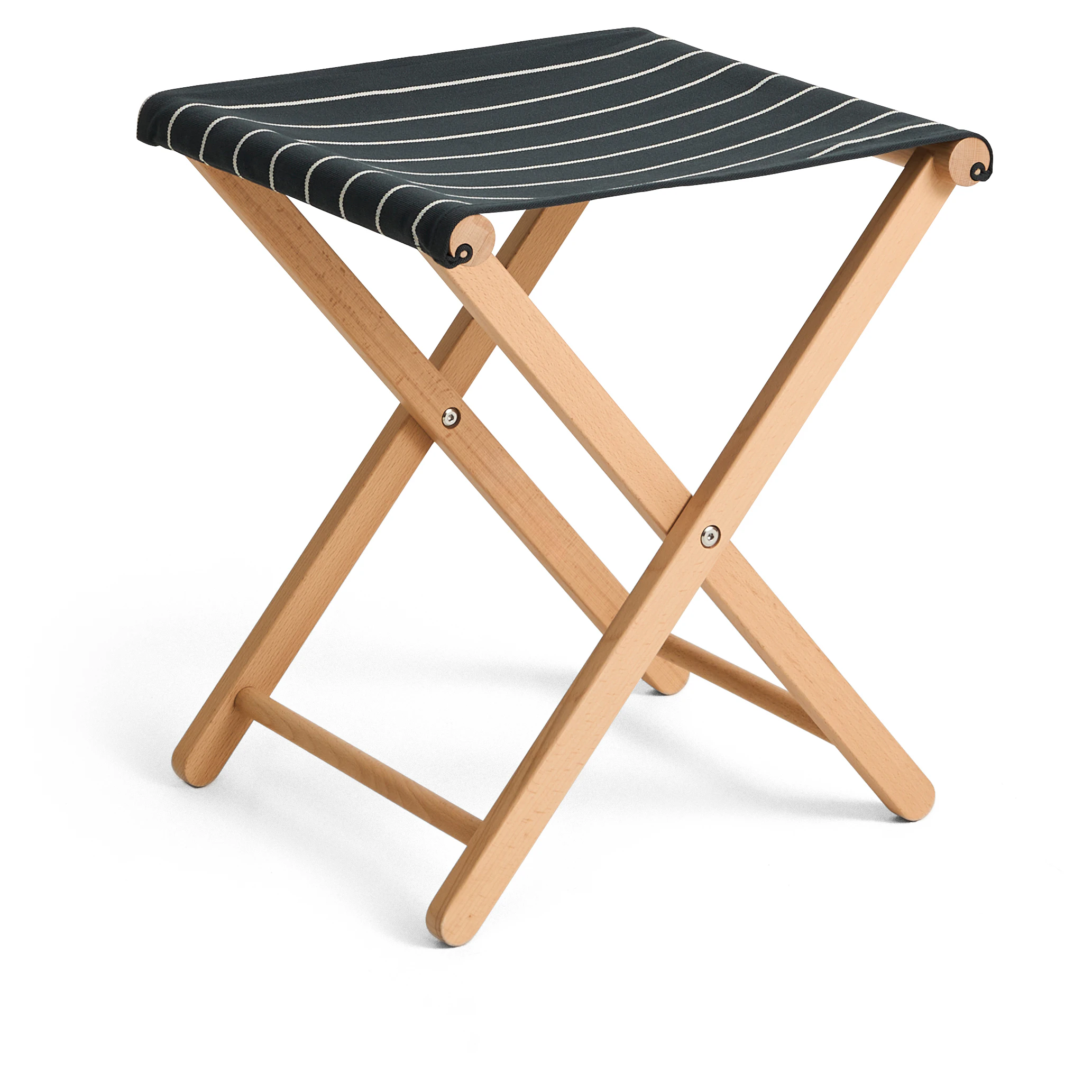 Hay Outdoor Market Folding Stool Black With Beige Stripe - Barstolar & Pallar Bok Svart - AE971-E864