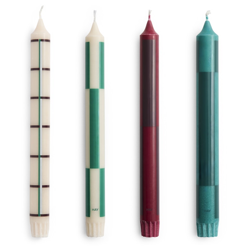 Pattern Ljus 4-pack, Grön / Bordeaux