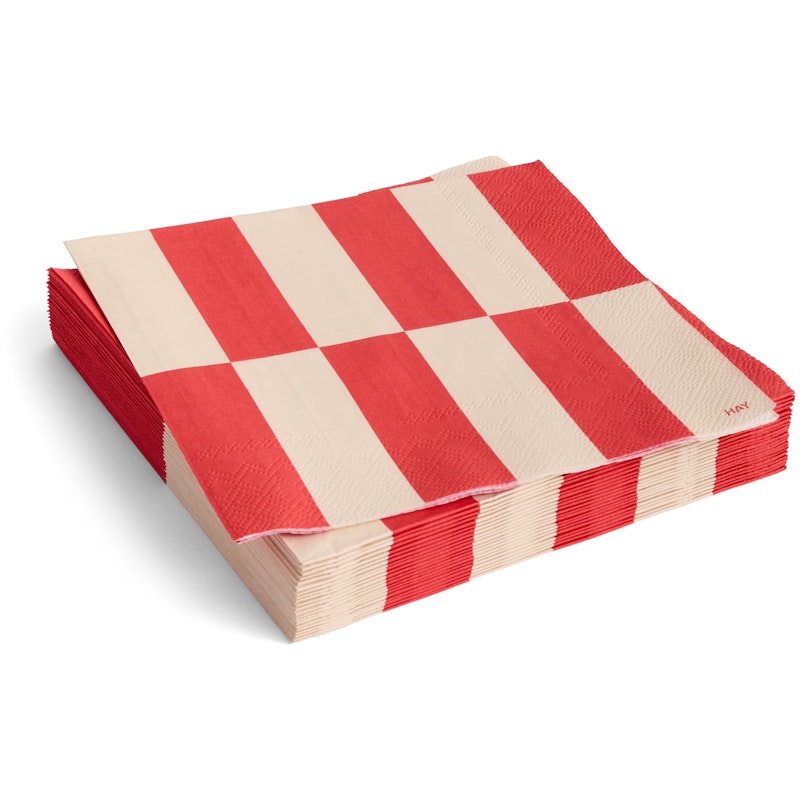 Pattern Servetter 33x33 cm, Röd / Off-white