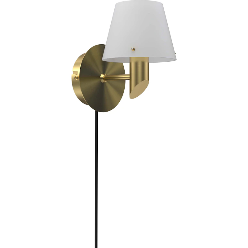 Gil Vägglampa, Satin Brass / Opal Glass
