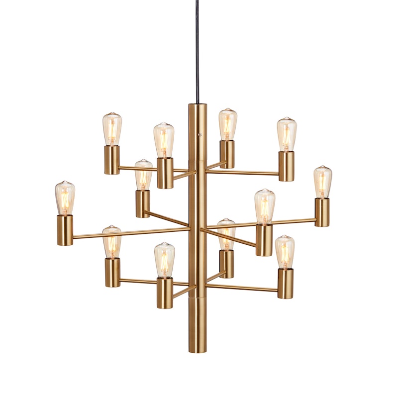 Manola 12 Ljuskrona Dimbar LED, Satin Brass