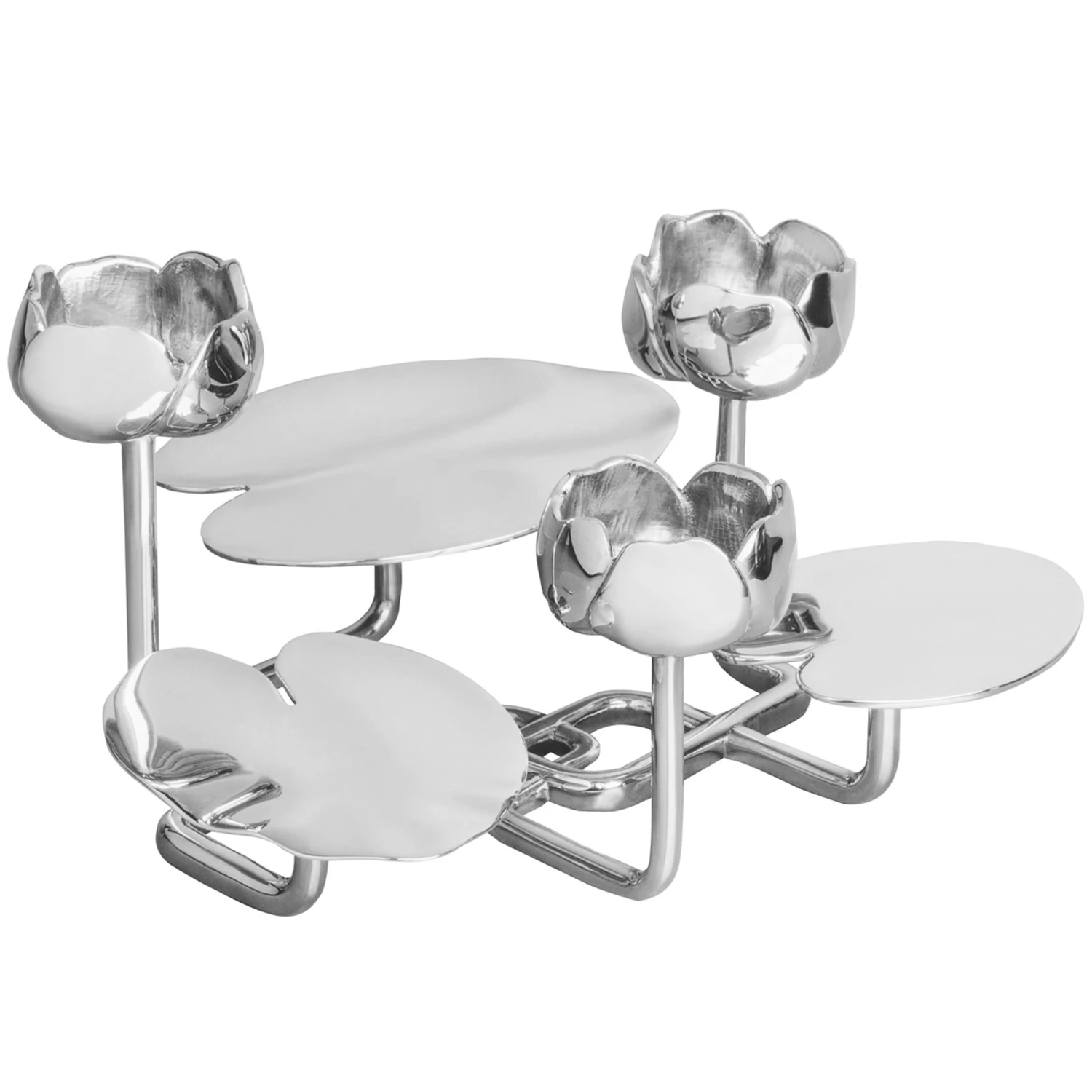 Hilke Collection Ninfea Grande Ljusstake Nickelpl&auml;terad - Ljusstakar M&auml;ssing Silver - HL03NI-NP