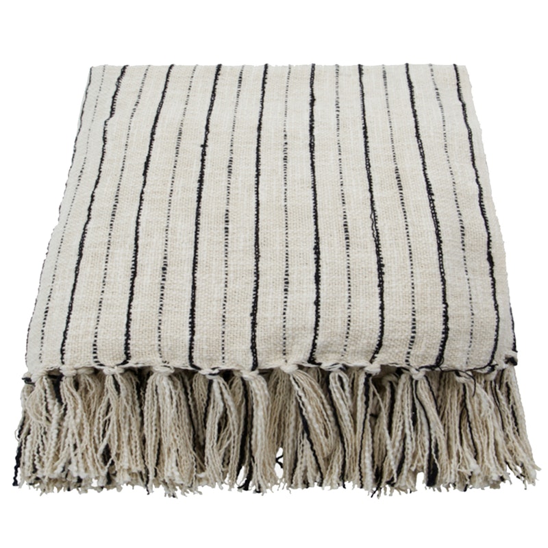 Lines Pläd 130x180 cm, Svart/Vit