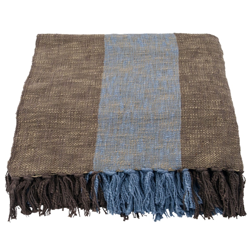 Ponra Överkast 130x180 cm, Brun/Ljusblå