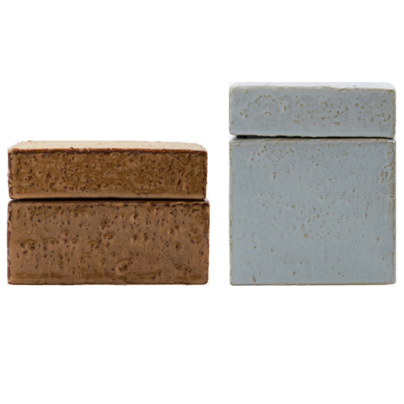 Treasure Förvaringsburk 2 Delar, Brun/Ljusblå