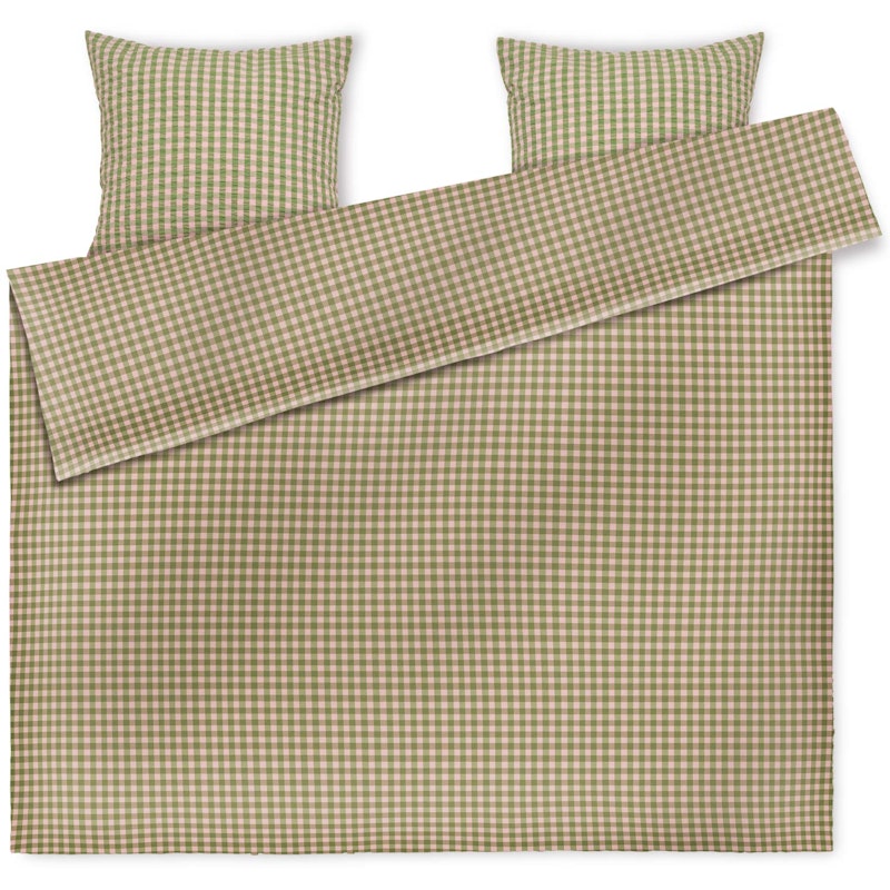 Bæk & Bølge Påslakanset 220x220 + 50x60 cm, Grön/Blekrosa