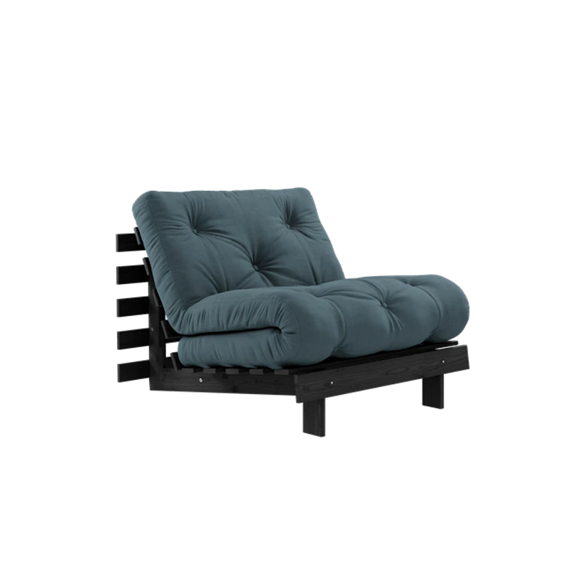 Roots Bäddsoffa Med Madrass 90x200 Svart Natt/Petroleum