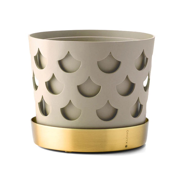 Klong Trio Drop Kruka Beige 12 Cm / Small - Krukor M&auml;ssing Beige - 31710BG