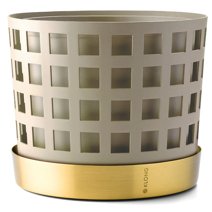 Klong Trio Square Kruka Beige 18 Cm / Medium - Krukor M&auml;ssing Beige - 31701BG