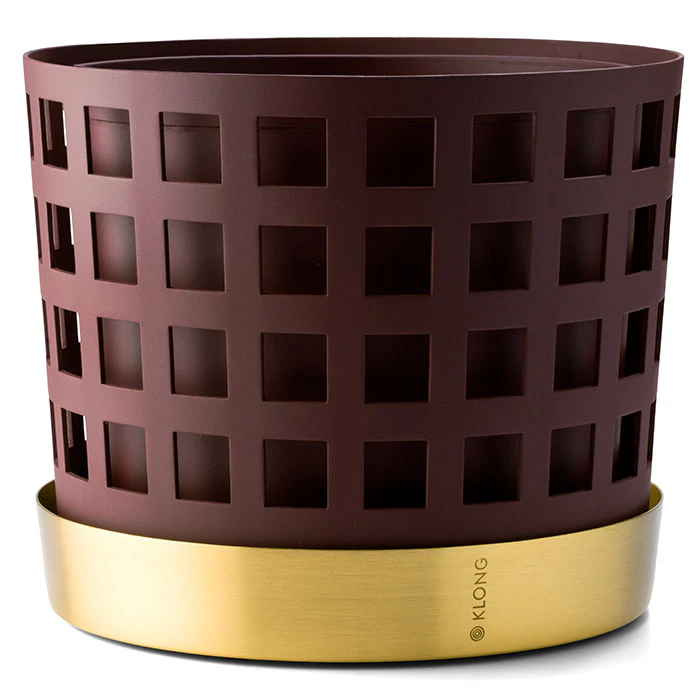 Klong Trio Square Kruka M&ouml;rkr&ouml;d &Oslash;18 Cm / Medium - Krukor M&auml;ssing M&ouml;rkr&ouml;d - 31701R