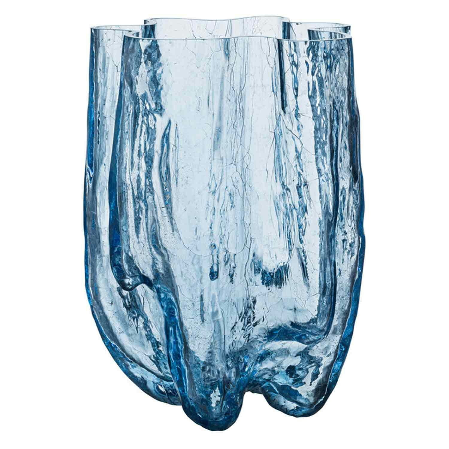 Kosta Boda Crackle Vas Cirkul&auml;r 37 Cm - Vaser Munst Glas Bl&aring; - 7042219