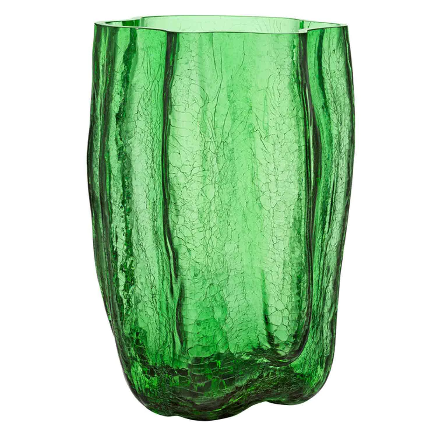 Kosta Boda Crackle Vas Gr&ouml;n 37 Cm - Vaser Munbl&aring;st Glas Gr&ouml;n - 7042212