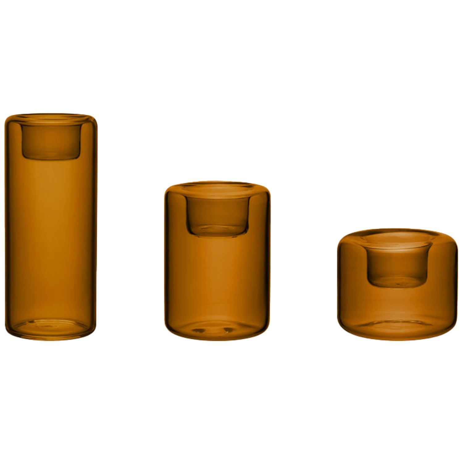 Kosta Boda Happy Ljuslykta 3 Delar Amber - Ljusstakar Glas B&auml;rnsten - 7062515