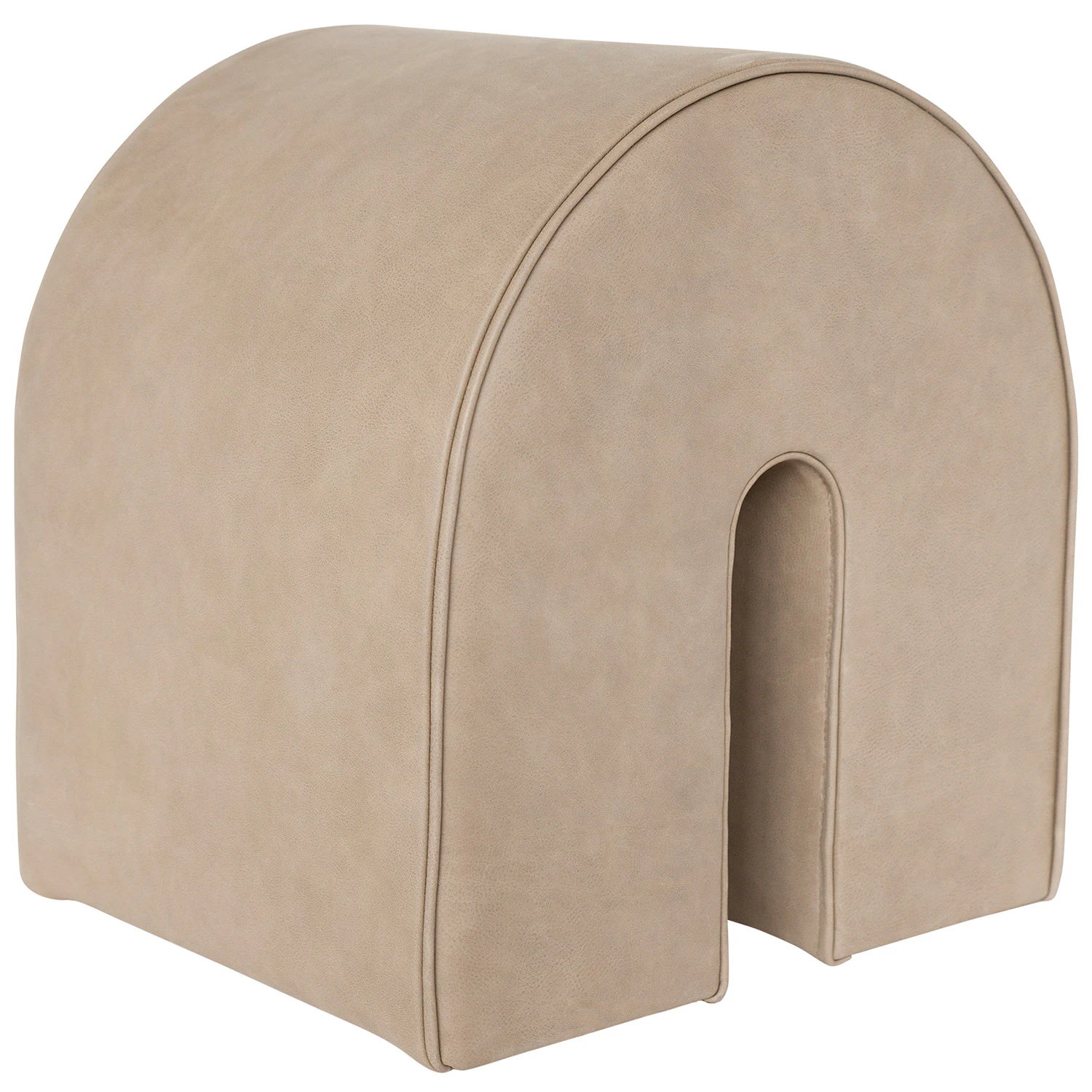 Kristina Dam Studio Curved Sittpuff Ljusbrun - Fotpallar L&auml;der Ljusbrun - 116000001