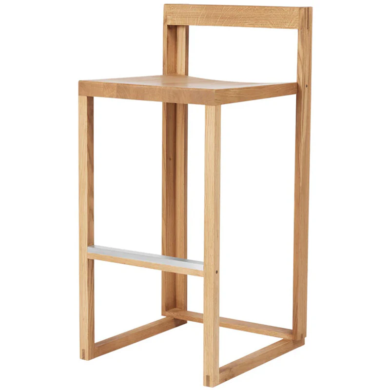 Outline Barstol, Lackerad Ek / Borstad Aluminium