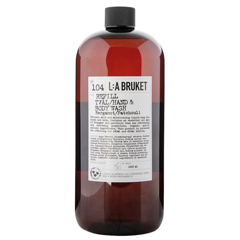 104 Bergamot/Patchouli Hand & Body Flytande Tvål 1000 ml, Refill