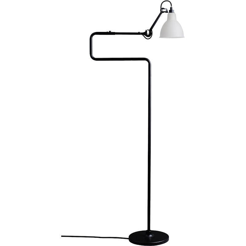 Lampe Gras N°411 Golvlampa, Svart / Frostat Glas