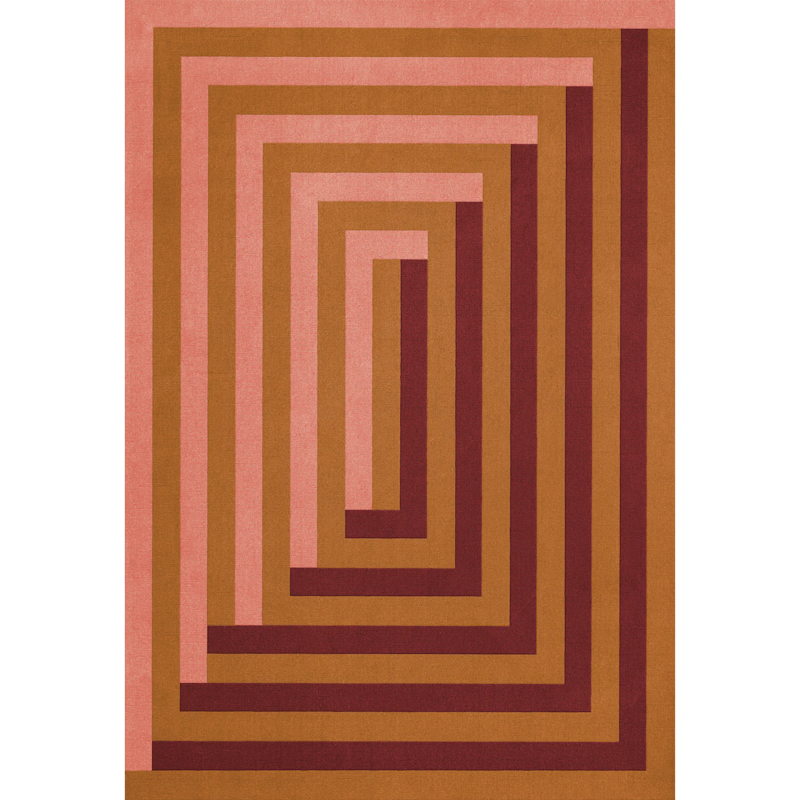 Teklan Labyrinth Ullmatta 180x270 cm, Korall / Rosa