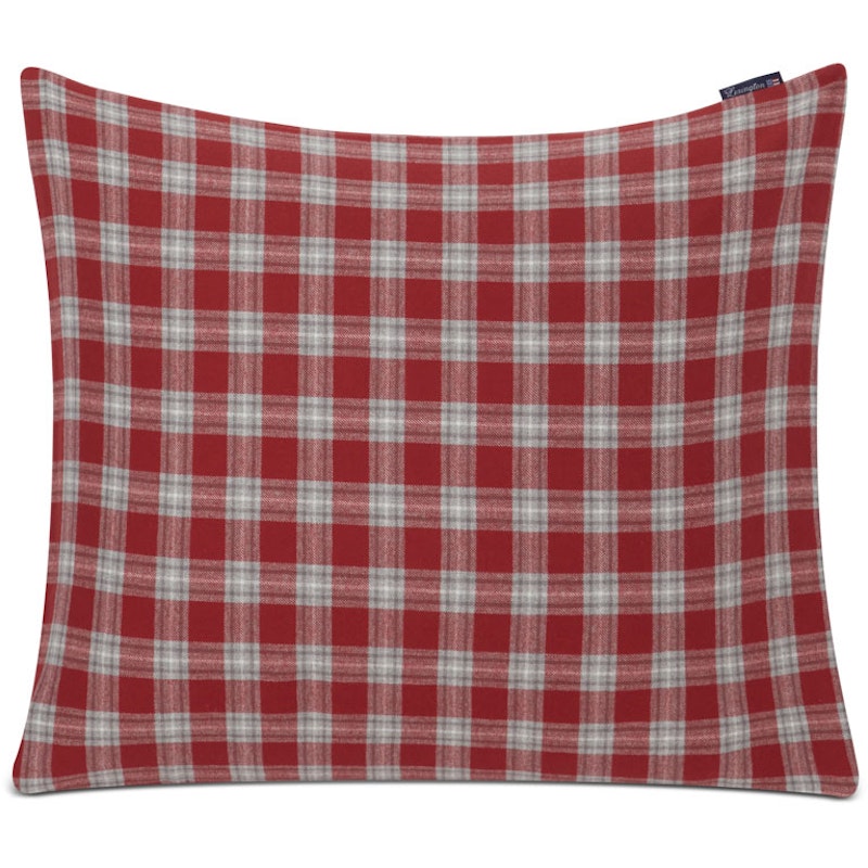 Checked Cotton Flannel Örngott 50x60 cm, Grå / Vit / Röd