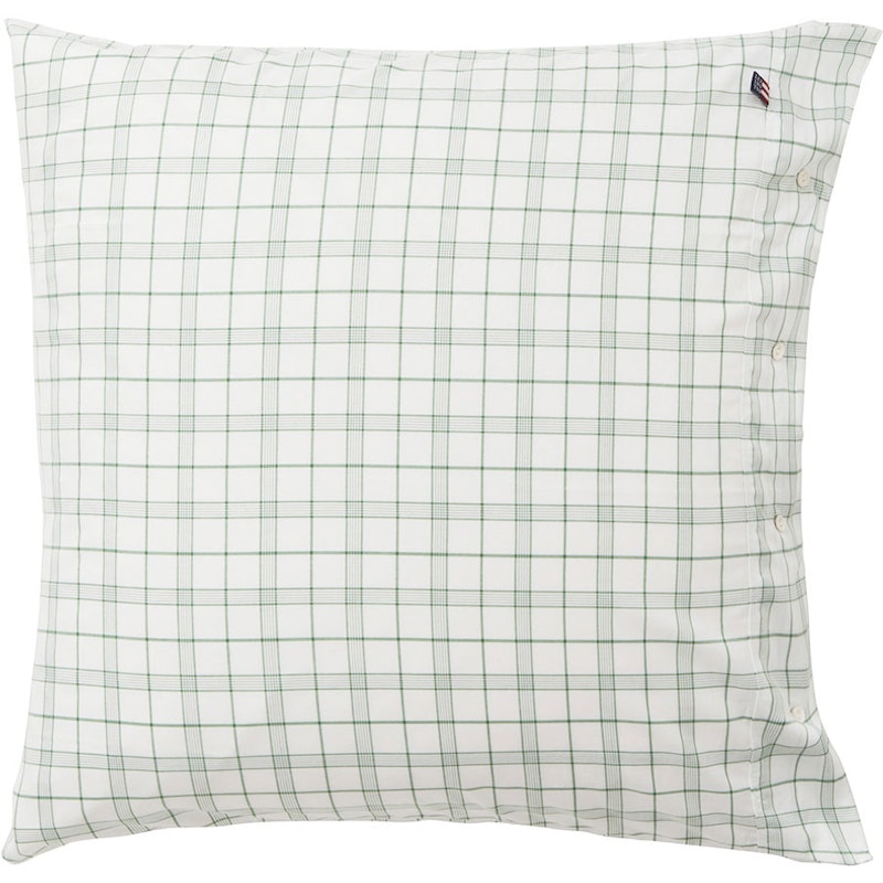 Checked Lyocell/Cotton Örngott 65x65 cm, Vit/Grön