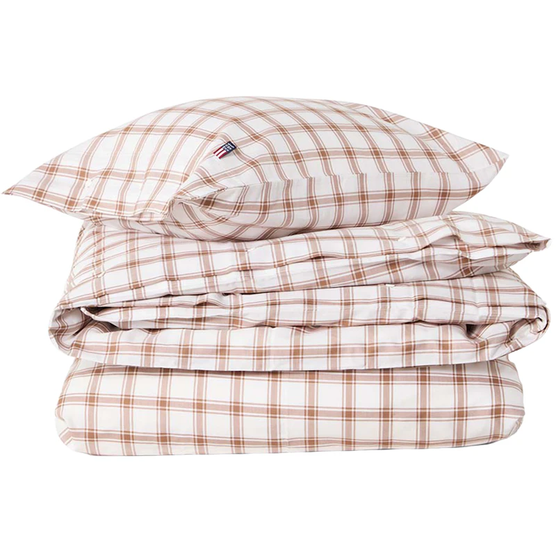 Checked Bäddset 220x220 + 50x60x2 cm, Vit / Fudge
