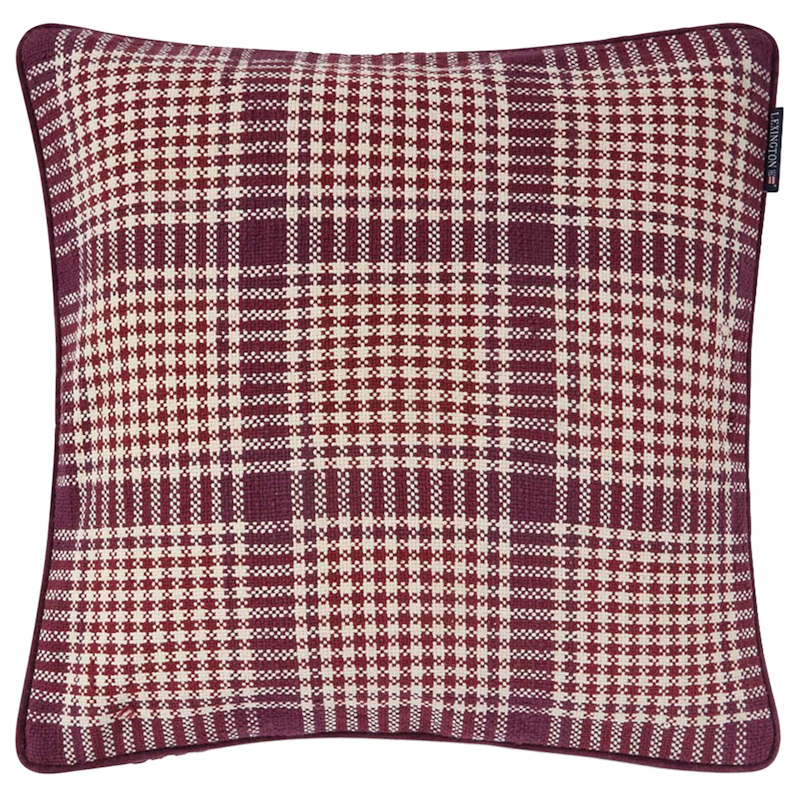 Checked Kuddfodral 50x50 cm, Fikon / Vinröd / Ljusbeige