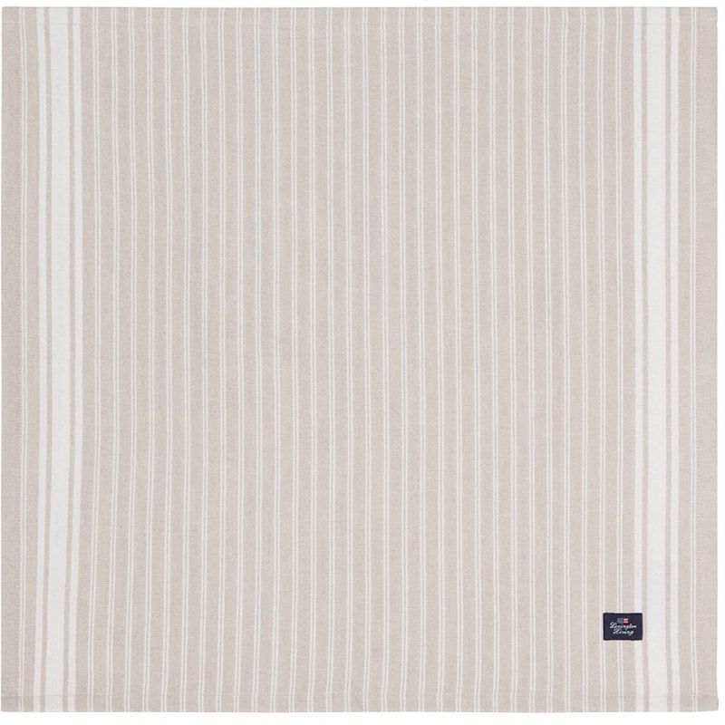 Icons Striped Organic Cotton Oxford Servett, Beige / Vit