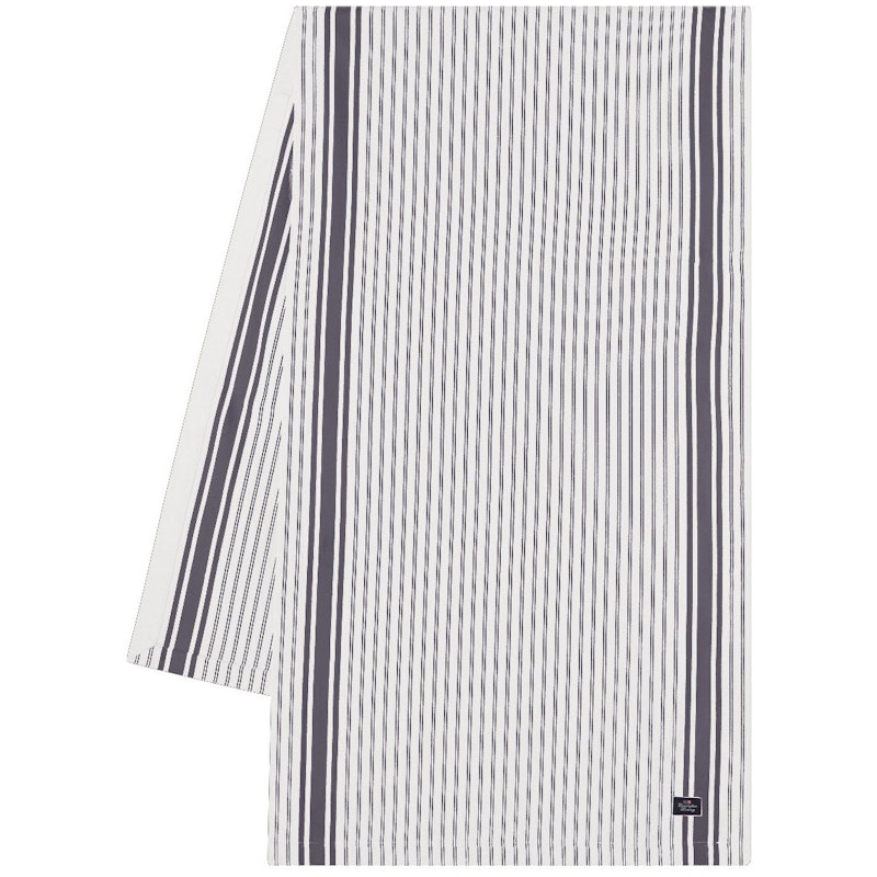 Icons Striped Organic Cotton Oxford Löpare 50x150 cm, Vit / Dress Blue