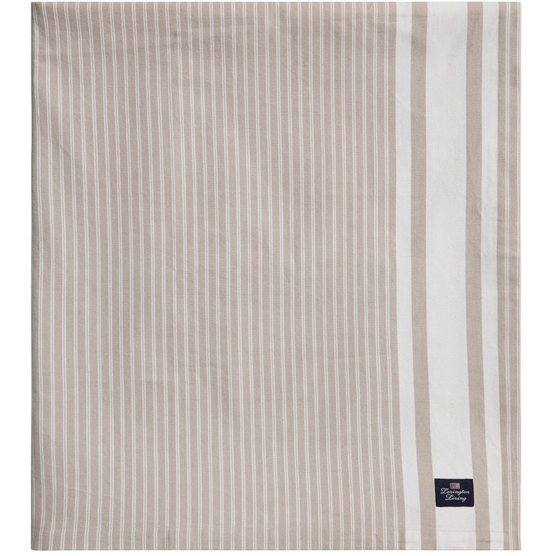 Icons Striped Organic Cotton Oxford Duk 150x350 cm, Beige / Vit