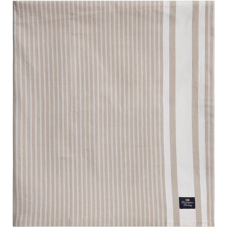 Icons Striped Organic Cotton Oxford Duk 150x250 cm, Beige / Vit
