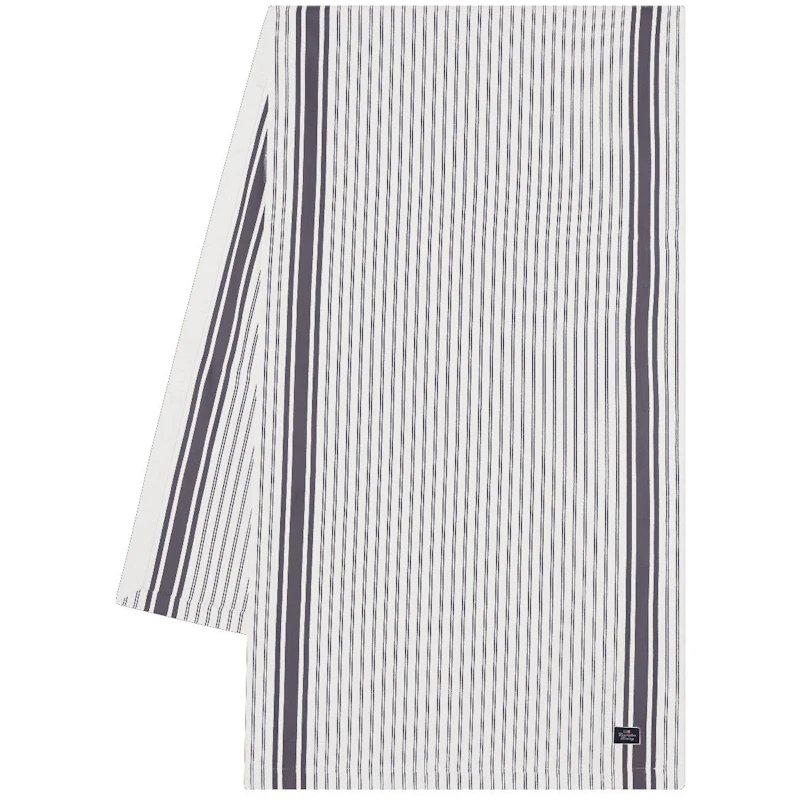 Icons Striped Organic Cotton Oxford Löpare 50x250 cm, Vit / Dress Blue