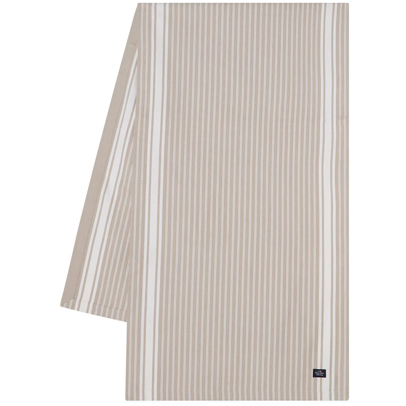Icons Striped Organic Cotton Oxford Löpare 50x250 cm, Vit / Beige