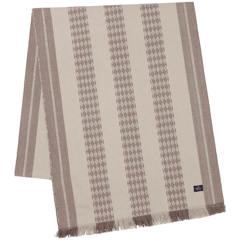 Jacquard Striped Löpare 250x50 cm, Vit/Beige