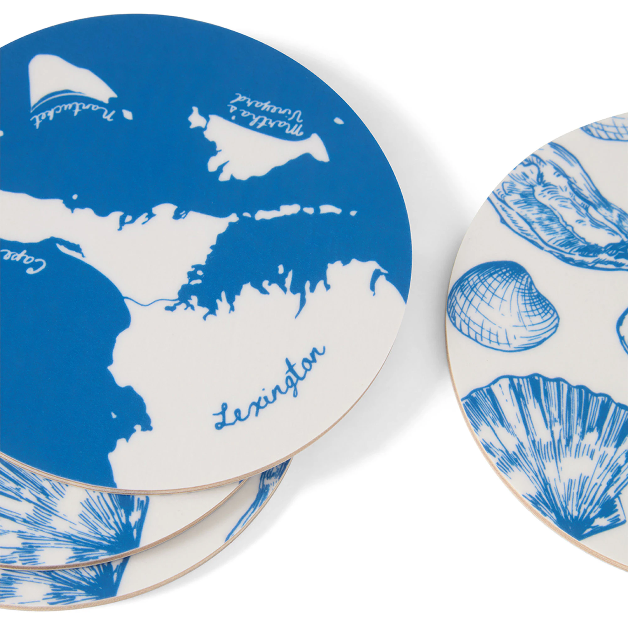 Lexington Glasunderl&auml;gg 4-pack Vit / Bl&aring; - Bordstabletter & Glasunderl&auml;gg Bj&ouml;rkfan&eacute;r Vit - 12628009-5600-ONE