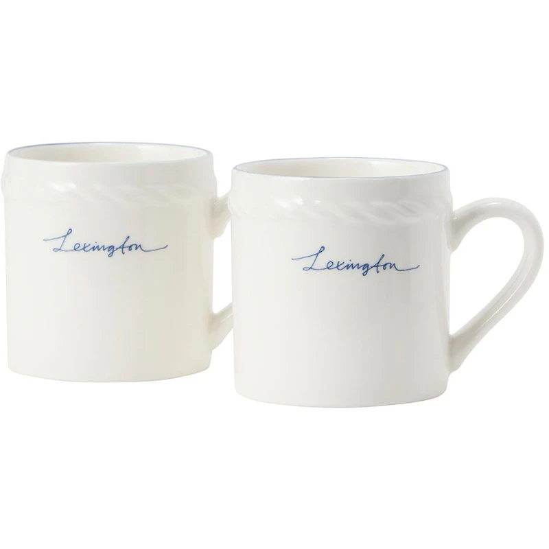 Lexington Porcelain Espressomugg 5 cm 2-pack, Vit / Mörkblå
