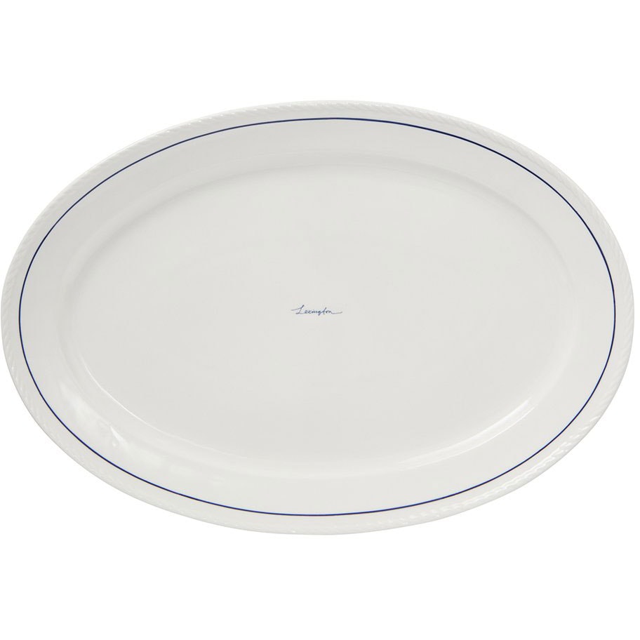 Lexington Porcelain Fat Oval Vit / M&ouml;rkbl&aring; - Uppl&auml;ggningsfat Porslin Vit - 10008116-1730-ONE