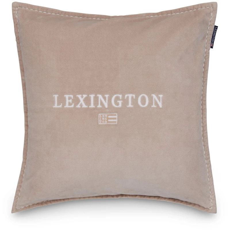 Logo Organic Cotton Velvet Kuddfodral 50x50 cm, Vit / Beige