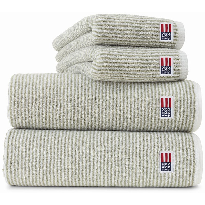 Original Striped Handduk Vit / Vintage Green, 50x70 cm