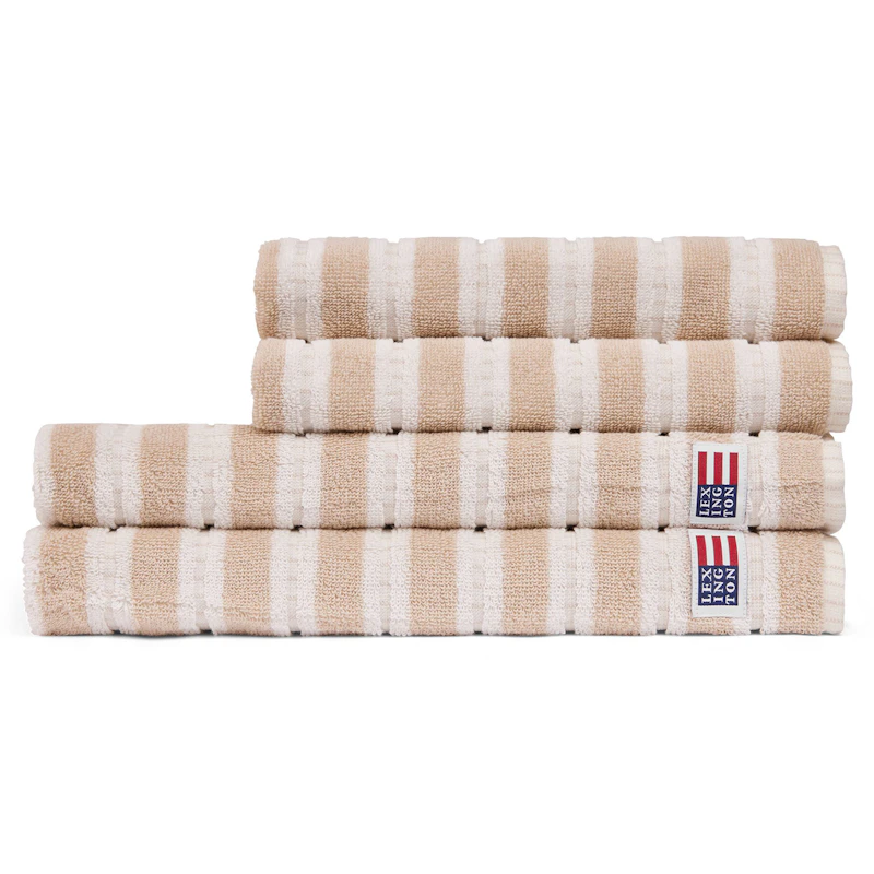 Striped Handduk 50x70 cm, Beige