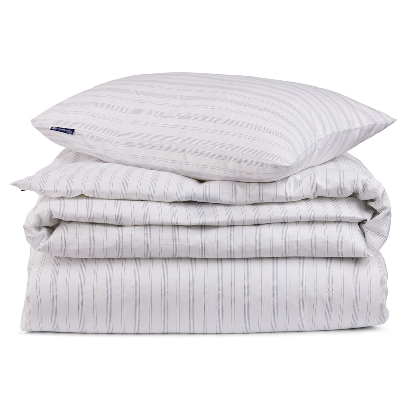 Striped Lyocell/Cotton Bäddset 150x210 cm, Vit/Misty Blue