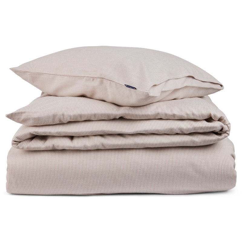 Striped Lyocell/Flannel Bäddset 150X210 + 50x60, Beige