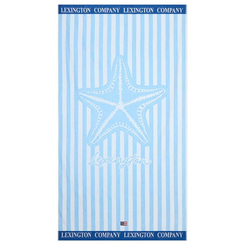 Strandhandduk, Blå / Vit
