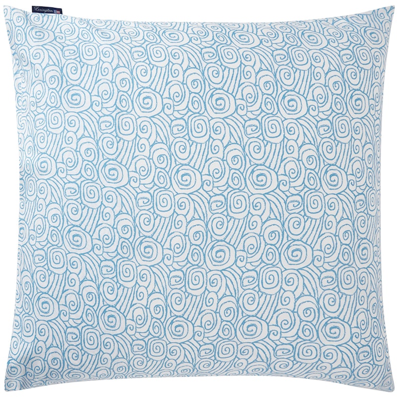 Wave Printed Cotton Sateen Örngott 65x65 cm, Blå