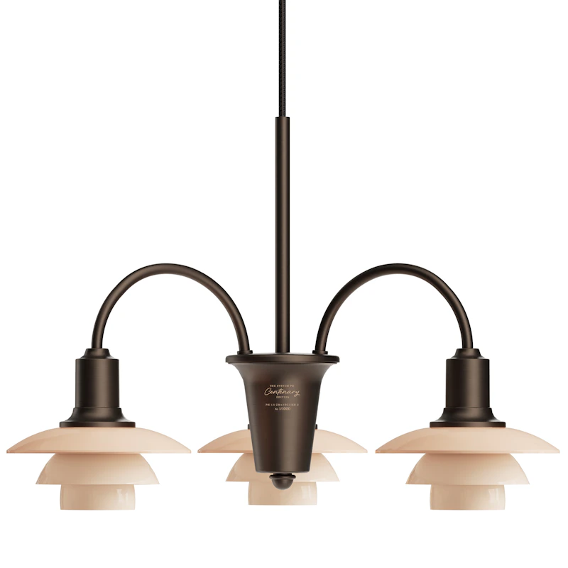 PH 1/1 Ljuskrona Med 3 Armar, Centenary Edition, Aged Brass / Dusty Terracotta