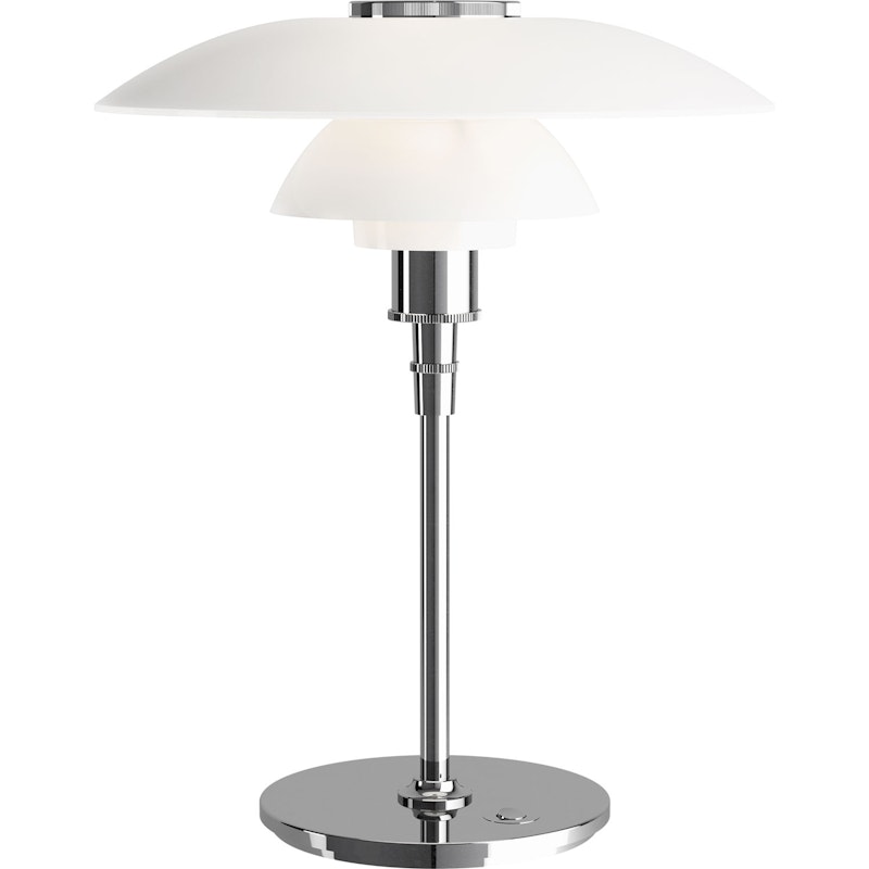 PH 4½-3½ Glas Bordslampa, Förkromad/Vitt Opalglas