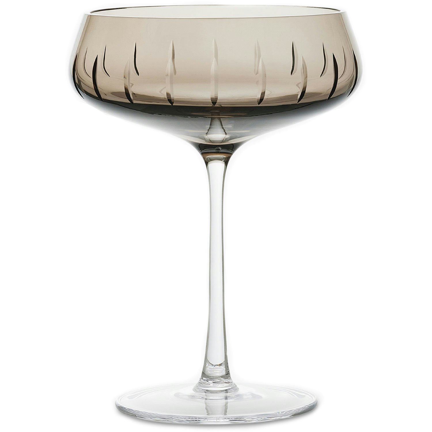Louise Roe Single Cut Champagnekupa R&ouml;k - Champagneglas Munbl&aring;st Kristallglas Smoke - 10504-3-96