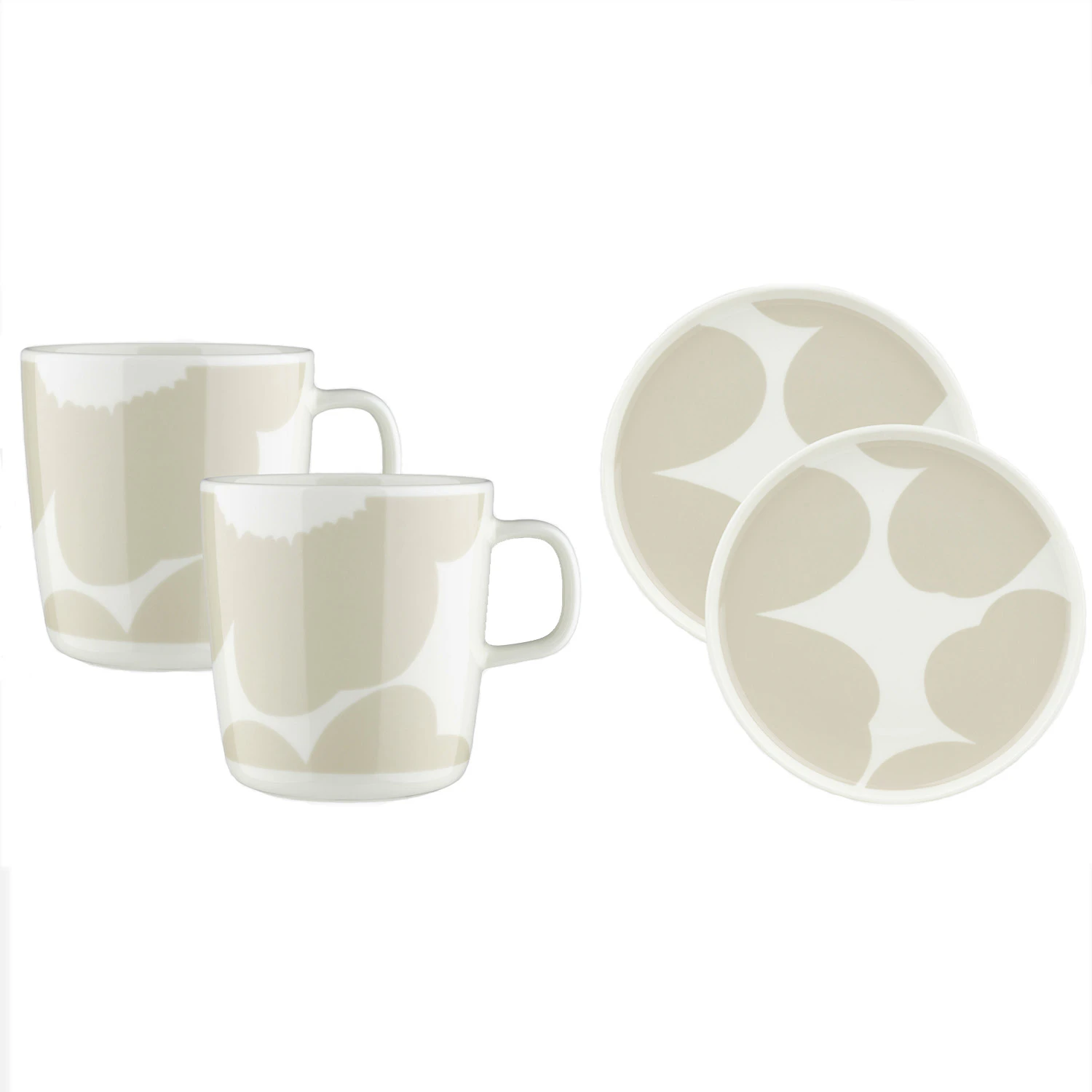 Marimekko Iso Unikko Frukostset 4 Delar - Kaffekoppar Stengods Vit - 074539-120