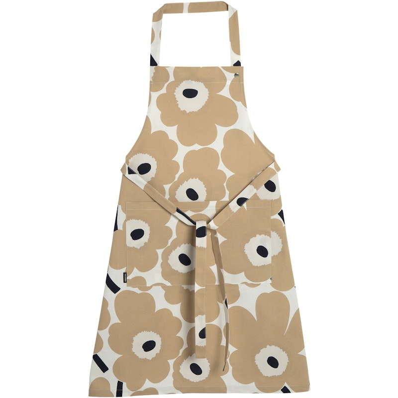 Pieni Unikko Förkläde, Beige / Off-white / Mörkblå