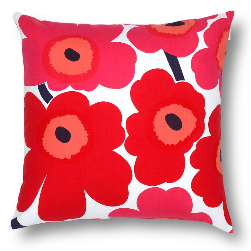 Pieni Unikko Kuddfodral 50x50 cm, Vit / Röd